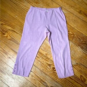 J. Jill Stretch Linen Capri Pants Size Large Pale Lavender Purple Buttons